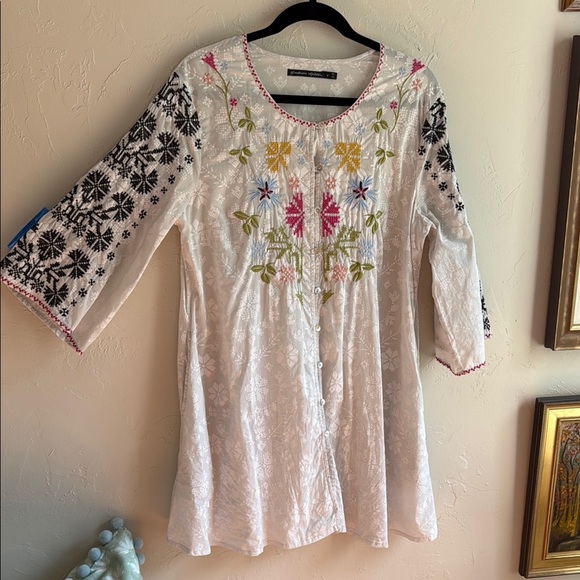 Gudrun Sjoden White Embroidered 3/4 Sleeve Tunic - Picture 3 of 8